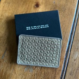 HIROKO HAYASHI GIRASOLE Leather Gold Credit Card Billfold Wallet New in Box